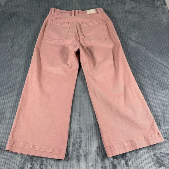 Paige Anessa High Rise WIde Leg Rose Blush Womens 29 Petite Pink Button Fly - Picture 3 of 11